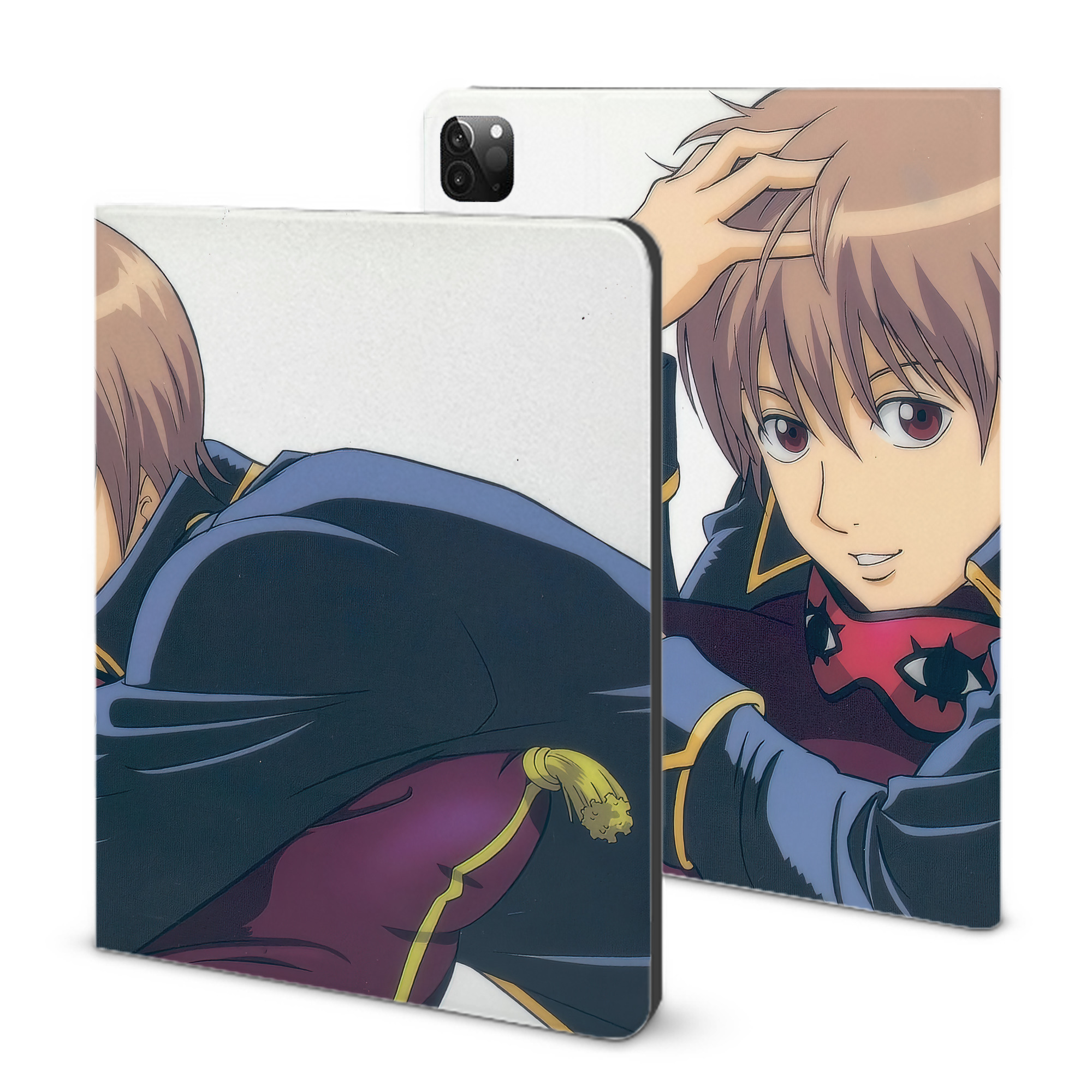 （画像用） ぎんたま 坂田銀時（さかたぎんとき） 神楽 志村新八（しむら しんぱち） GINTAMA Sakata Gintoki Kagura Shimura Shinpachi IPadケース ペンホルダー付き ブックスタイルデザイン